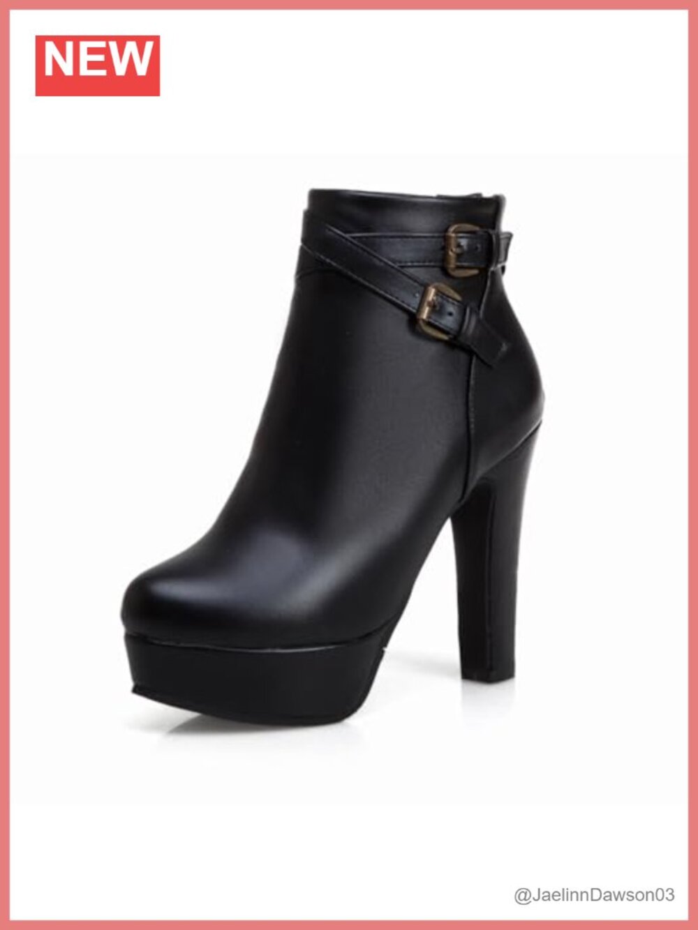 Goth Leather Block Heel Ankle Boots Studded Punk Bootie